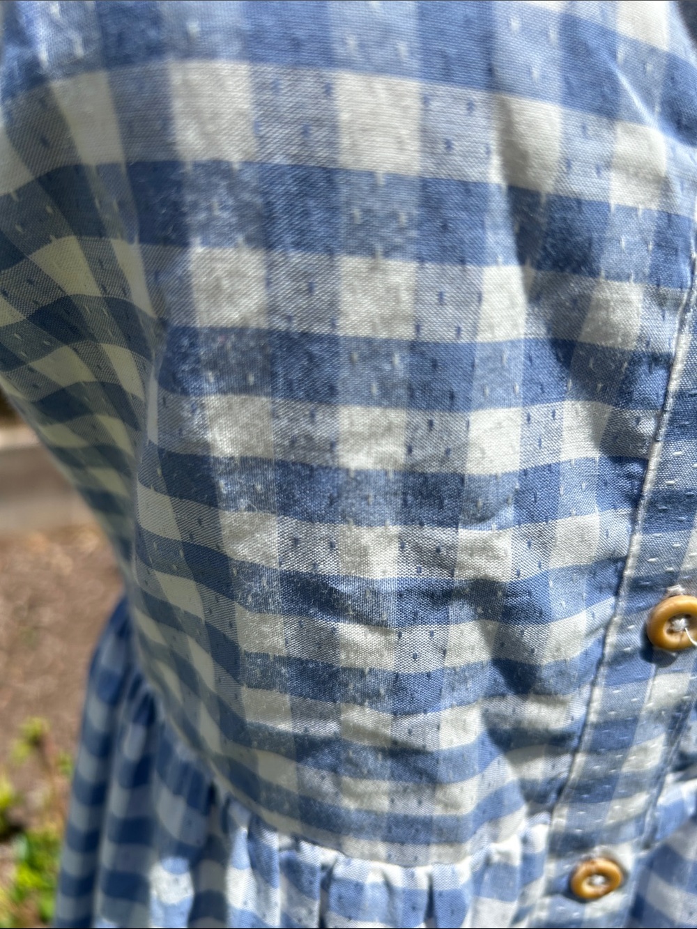 Shabby Chic Blue Gingham Button-Front Sundress Size 2 - Picture 6 of 13
